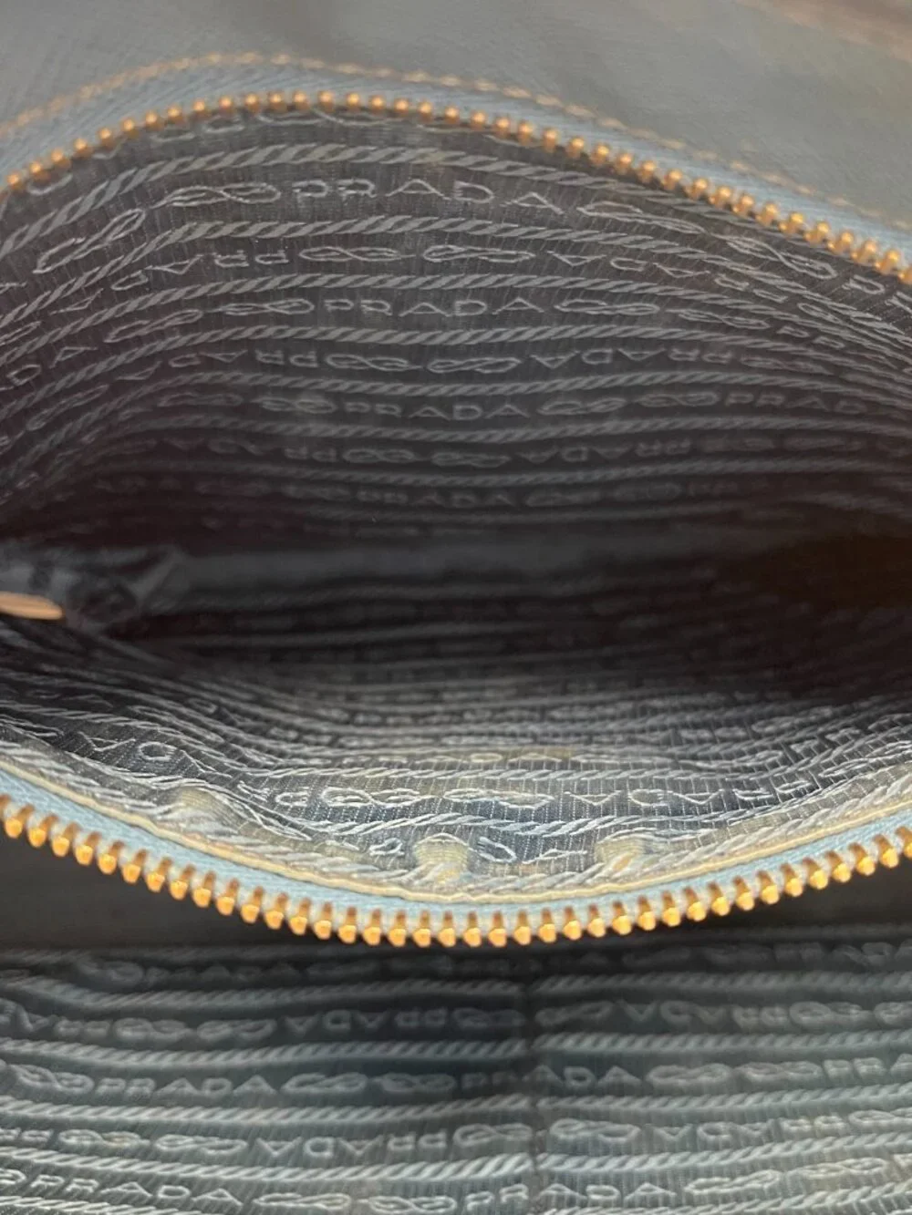 Prada Saffiano Lux Galleria Medium Double-Zip Tote Shoulder Bag in Blue-Preowned